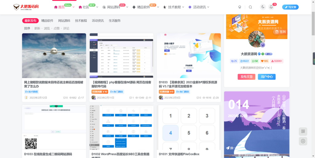 【带视频教程】大鹏网整站打包出售（7000条左右文字带源码）数据打包+数据库
